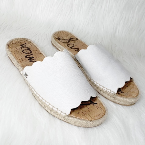 Sam Edelman Shoes - Sam Edelman Scalloped Leather Espadrille Slides